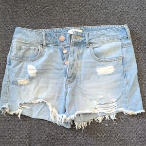 Distressed Light Blue Denim Shorts Size 27